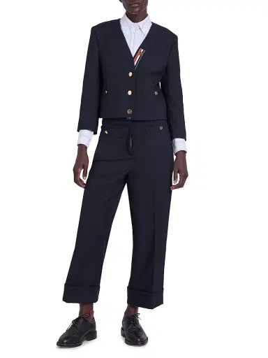 Thom Browne Women's V-Neck Wool Cardigan Jacket | Thumbnail 2 Thom Browne Women's V-Neck Wool Cardigan Jacket | Thumbnail 2