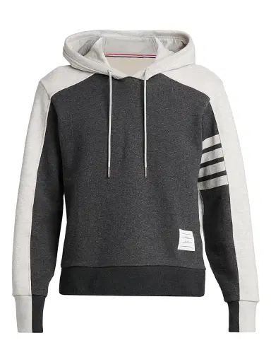 Thom Browne Men's Engineered 4-Bar Colorblocked Loopback Cotton Hoodie | Thumbnail 1