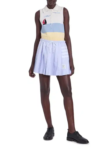 Thom Browne Women's Embroidered Nantucket Intarsia Sleeveless Polo Sweater | Thumbnail 2 Thom Browne Women's Embroidered Nantucket Intarsia Sleeveless Polo Sweater | Thumbnail 2