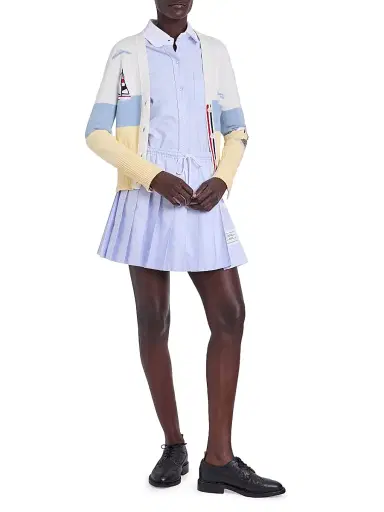 Thom Browne Women's Embroidered Nantucket Scenic Intarsia Cardigan - White - Size 8 | Thumbnail 2