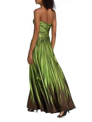 Oscar de la Renta Women's Strapless Palm Print Silk Cut-Out Gown | Thumbnail 5