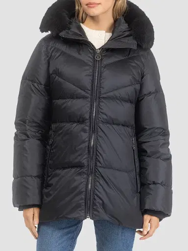 Gorski Women's Apres-Ski Parka with Detachable Toscana Lamb Hood Trim - Black | Thumbnail 2