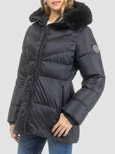 Gorski Women's Apres-Ski Parka with Detachable Toscana Lamb Hood Trim - Black | Thumbnail 3