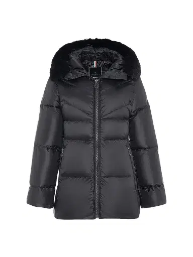 Gorski Women's Apres-Ski Parka with Detachable Toscana Lamb Hood Trim - Black | Thumbnail 1
