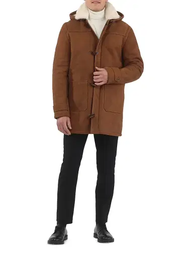 Gorski Men's Merino Shearling Lamb Parka - Cognac Pattern White | Thumbnail 2