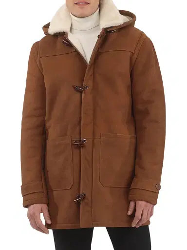 Gorski Men's Merino Shearling Lamb Parka - Cognac Pattern White | Thumbnail 3