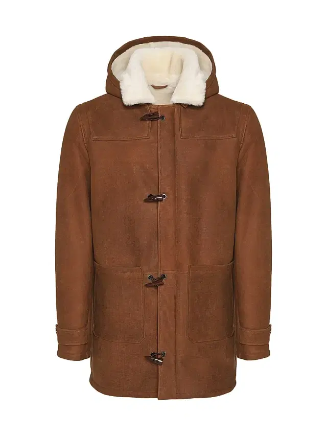 Gorski Men's Merino Shearling Lamb Parka - Cognac Pattern White