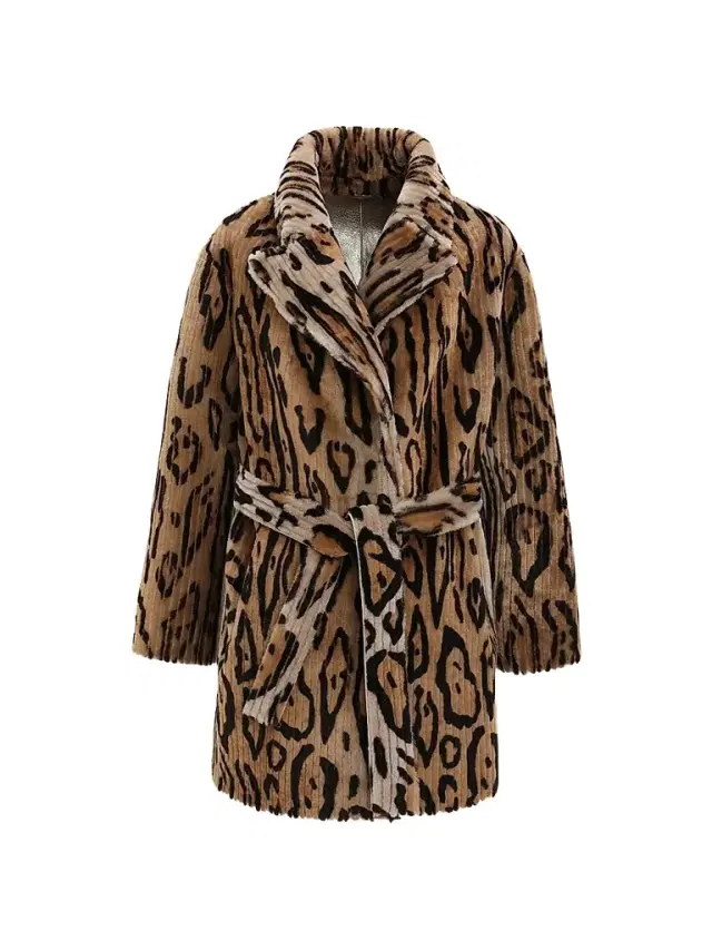 Gorski Women's Reversible Select Grooved Shearling Lamb Stroller - Ocelo Print Gold