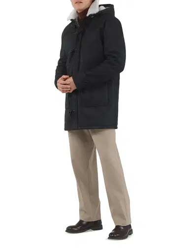Gorski Men's Merino Shearling Lamb Parka - Black Pattern White | Thumbnail 2