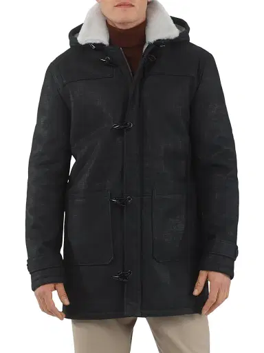 Gorski Men's Merino Shearling Lamb Parka - Black Pattern White | Thumbnail 3