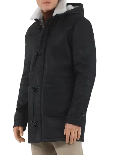 Gorski Men's Merino Shearling Lamb Parka - Black Pattern White | Thumbnail 4