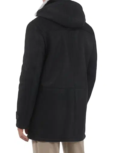 Gorski Men's Merino Shearling Lamb Parka - Black Pattern White | Thumbnail 5