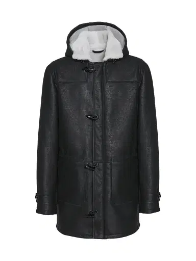 Gorski Men's Merino Shearling Lamb Parka - Black Pattern White | Thumbnail 1