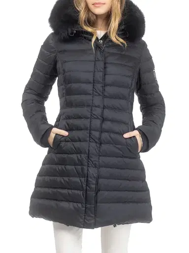 Gorski Women's Apres-Ski Jacket with Detachable Toscana Lamb Hood Trim - Black | Thumbnail 2