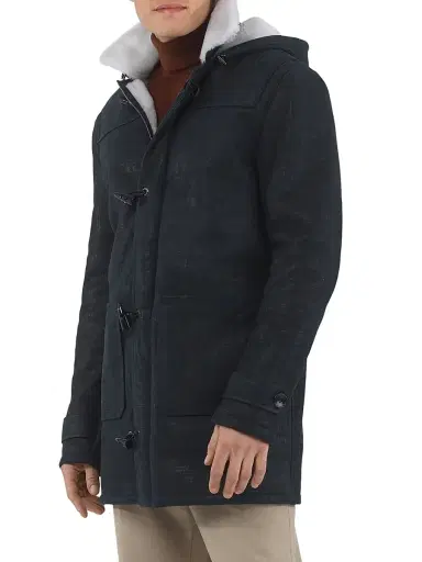 Gorski Men's Merino Shearling Lamb Parka - Navy Pattern White | Thumbnail 4