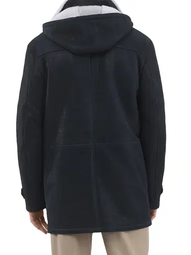 Gorski Men's Merino Shearling Lamb Parka - Navy Pattern White | Thumbnail 5