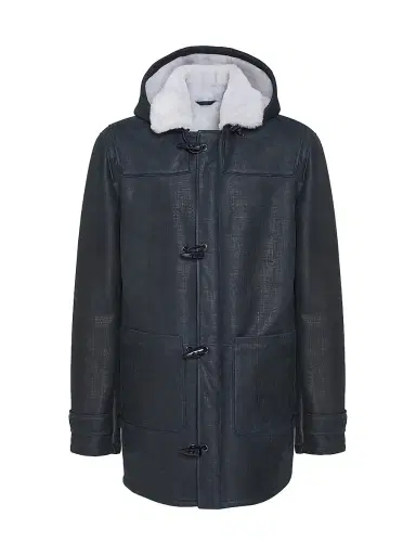 Gorski Men's Merino Shearling Lamb Parka - Navy Pattern White | Thumbnail 1