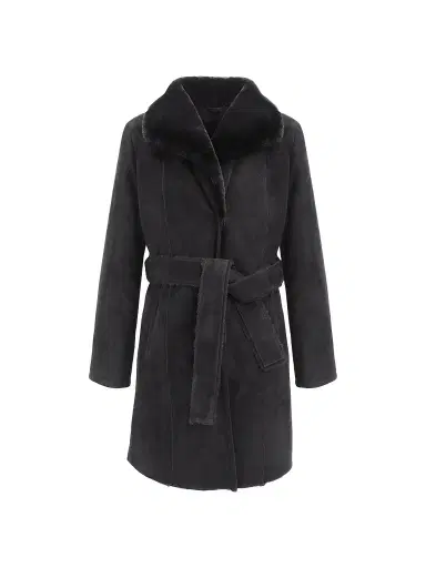 Gorski Women's Merino Shearling Lamb Stroller Coat - Black | Thumbnail 1
