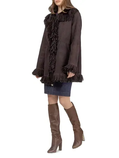 Gorski Women's Merino Shearling Lamb Jacket with Fringes | Thumbnail 2 Gorski Women's Merino Shearling Lamb Jacket with Fringes | Thumbnail 2