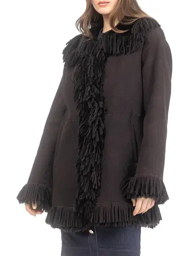 Gorski Women's Merino Shearling Lamb Jacket with Fringes | Thumbnail 3 Gorski Women's Merino Shearling Lamb Jacket with Fringes | Thumbnail 3