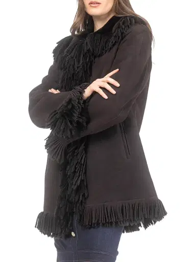 Gorski Women's Merino Shearling Lamb Jacket with Fringes | Thumbnail 4 Gorski Women's Merino Shearling Lamb Jacket with Fringes | Thumbnail 4