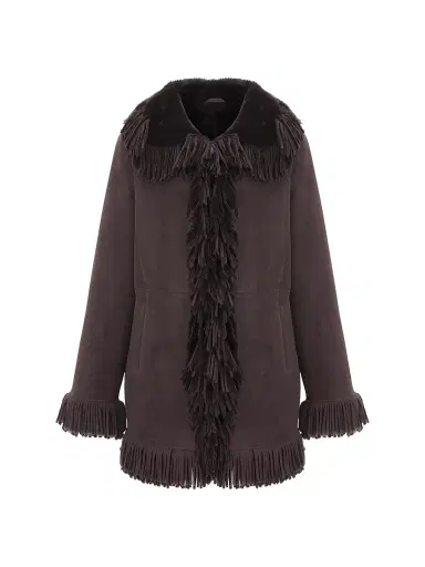 Gorski Women's Merino Shearling Lamb Jacket with Fringes | Thumbnail 1 Gorski Women's Merino Shearling Lamb Jacket with Fringes | Thumbnail 1