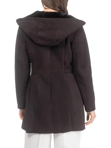 Gorski Women's Merino Shearling Lamb Parka with Embroidered Trim - Dark Brown - Size XL | Thumbnail 4