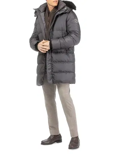 Gorski Men's Apres-Ski Parka with Detachable Toscana Lamb Hood Trim - Anthracite Black - Size XXL | Thumbnail 2 Gorski Men's Apres-Ski Parka with Detachable Toscana Lamb Hood Trim - Anthracite Black - Size XXL | Thumbnail 2