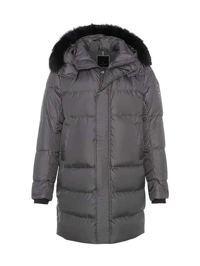 Gorski Men's Apres-Ski Parka with Detachable Toscana Lamb Hood Trim - Anthracite Black