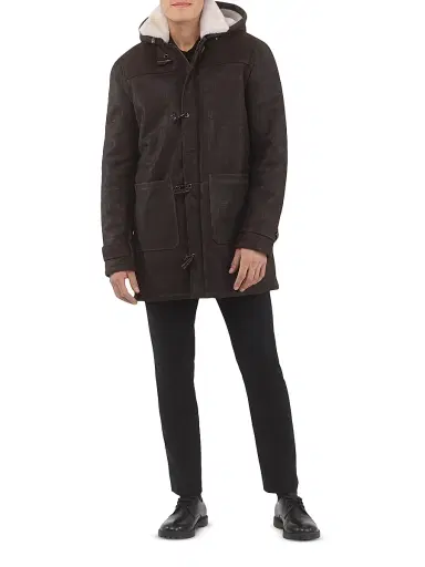 Gorski Men's Merino Shearling Lamb Parka - Brown Pattern White | Thumbnail 2