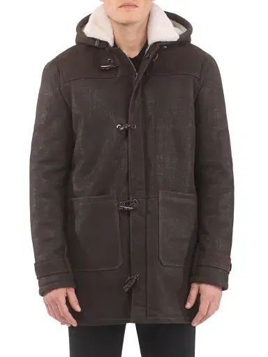 Gorski Men's Merino Shearling Lamb Parka - Brown Pattern White | Thumbnail 3