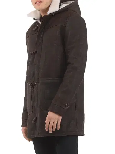 Gorski Men's Merino Shearling Lamb Parka - Brown Pattern White | Thumbnail 4