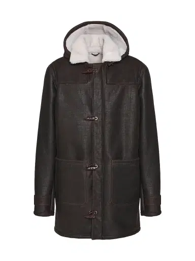 Gorski Men's Merino Shearling Lamb Parka - Brown Pattern White | Thumbnail 1