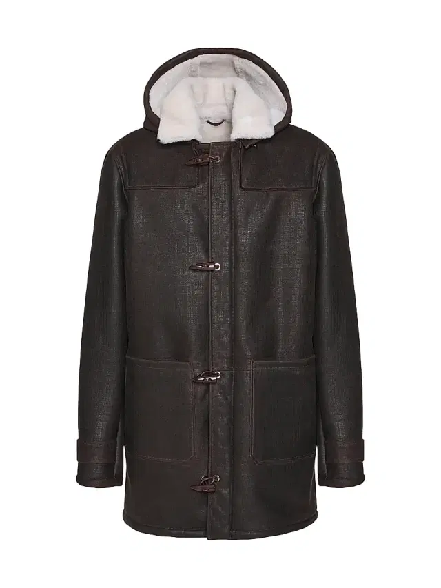Gorski Men's Merino Shearling Lamb Parka - Brown Pattern White