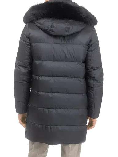 Gorski Men's Apres-Ski Parka with Detachable Toscana Lamb Hood Trim - Black Black - Size XL | Thumbnail 4 Gorski Men's Apres-Ski Parka with Detachable Toscana Lamb Hood Trim - Black Black - Size XL | Thumbnail 4