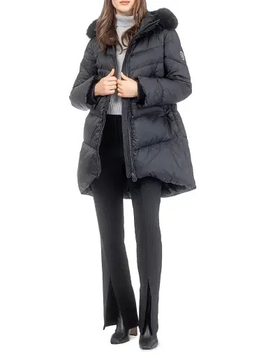 Gorski Women's Apres-Ski Parka with Detachable Toscana Lamb Hood Trim - Black | Thumbnail 2