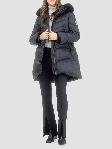 Gorski Women's Apres-Ski Parka with Detachable Toscana Lamb Hood Trim - Black | Thumbnail 6