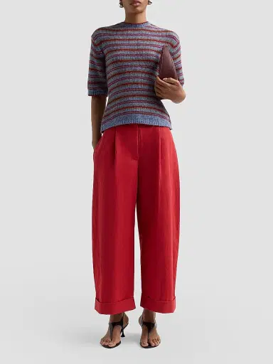 Proenza Schouler White Label Women's Dana Striped Wool-Blend Sweater - Periwinkle Stripe | Thumbnail 2 Proenza Schouler White Label Women's Dana Striped Wool-Blend Sweater - Periwinkle Stripe | Thumbnail 2