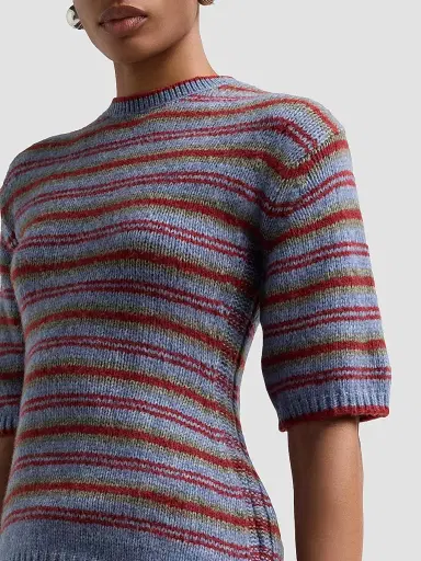Proenza Schouler White Label Women's Dana Striped Wool-Blend Sweater - Periwinkle Stripe | Thumbnail 5 Proenza Schouler White Label Women's Dana Striped Wool-Blend Sweater - Periwinkle Stripe | Thumbnail 5