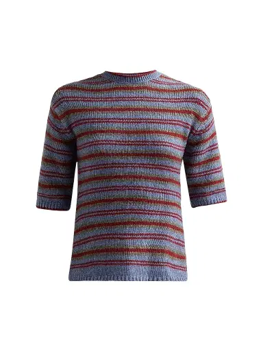 Proenza Schouler White Label Women's Dana Striped Wool-Blend Sweater - Periwinkle Stripe | Thumbnail 1 Proenza Schouler White Label Women's Dana Striped Wool-Blend Sweater - Periwinkle Stripe | Thumbnail 1