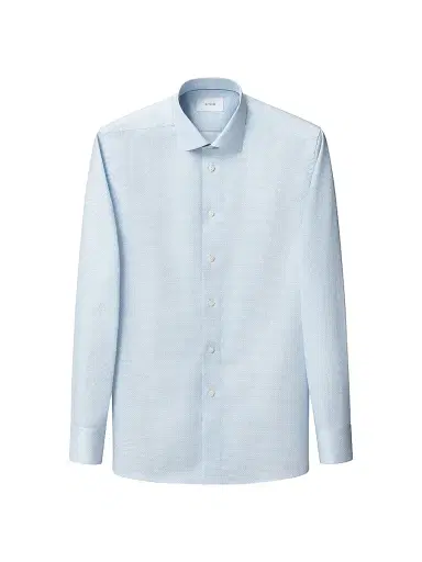Eton Men's Contemporary Fit Geometric Twill Shirt - Light Blue | Thumbnail 2
