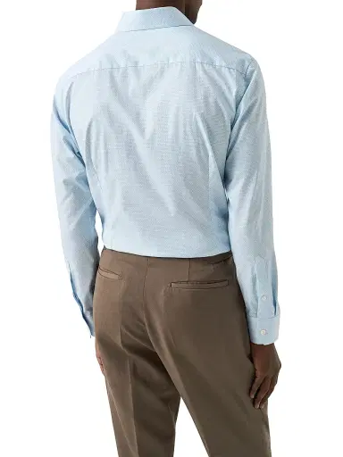 Eton Men's Contemporary Fit Geometric Twill Shirt - Light Blue | Thumbnail 4