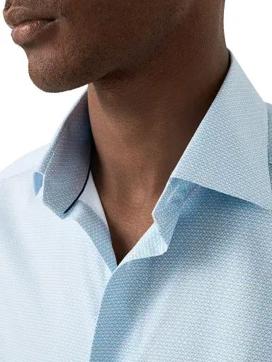 Eton Men's Contemporary Fit Geometric Twill Shirt - Light Blue | Thumbnail 5