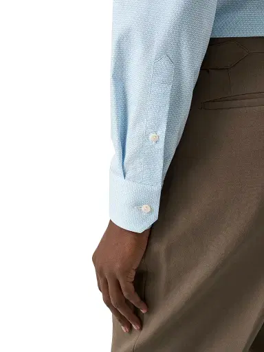 Eton Men's Contemporary Fit Geometric Twill Shirt - Light Blue | Thumbnail 6