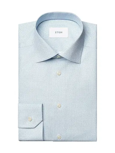 Eton Men's Contemporary Fit Geometric Twill Shirt - Light Blue | Thumbnail 1