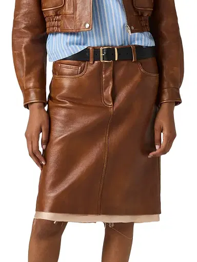 Miu Miu Women's Nappa Leather Skirt - Brown - Size 4 | Thumbnail 2 Miu Miu Women's Nappa Leather Skirt - Brown - Size 4 | Thumbnail 2