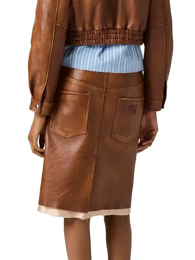 Miu Miu Women's Nappa Leather Skirt - Brown - Size 4 | Thumbnail 3 Miu Miu Women's Nappa Leather Skirt - Brown - Size 4 | Thumbnail 3