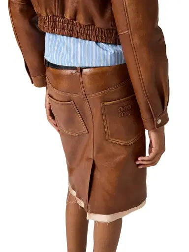 Miu Miu Women's Nappa Leather Skirt - Brown - Size 4 | Thumbnail 4 Miu Miu Women's Nappa Leather Skirt - Brown - Size 4 | Thumbnail 4
