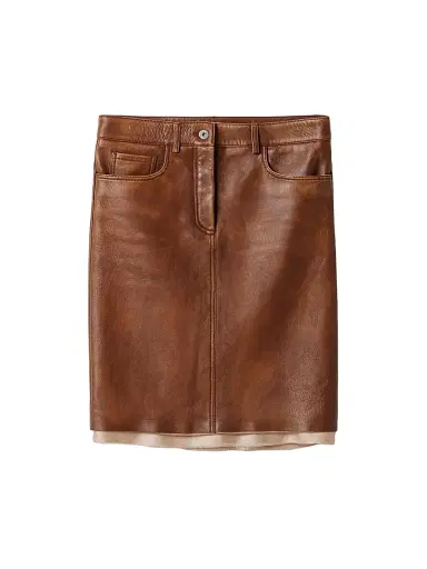Miu Miu Women's Nappa Leather Skirt - Brown - Size 4 | Thumbnail 1 Miu Miu Women's Nappa Leather Skirt - Brown - Size 4 | Thumbnail 1