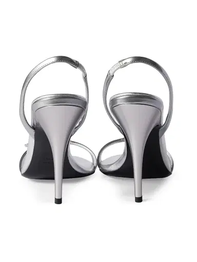 Miu Miu Women's Metallic Leather Sandals - Silver | Thumbnail 3
